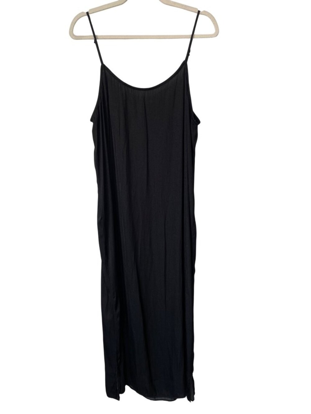 Félicité Slip Dress Size 4 Sleeveless Scoop Neck Side Slit Black Polyester NEW